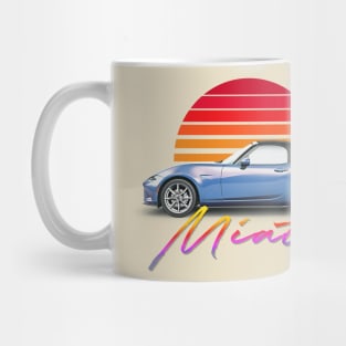 Mazda Miata (Blue) / Retro Style Sunset Design Mug